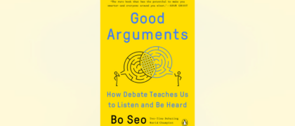 Image of "Good Arguments" cover against a lighter yellow background.
