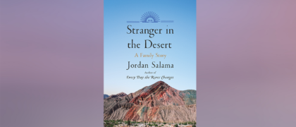 Stranger in the Desert image against a purple background