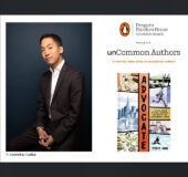 Image of Eddie Ahn and the cover of Advocate against a black background
